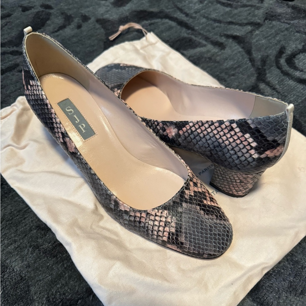SJP pink snake skin heel Rare
